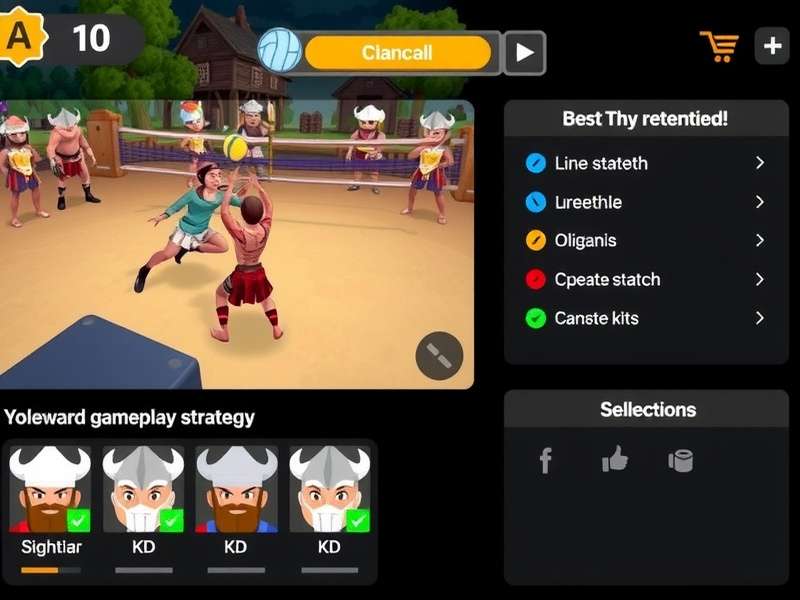 Top Volley Vikings gameplay screenshot showing volleyball action